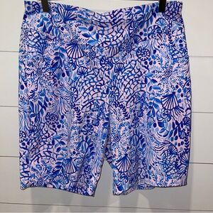 Lilly Pulitzer Bermuda Golf Luxletic Reid Blue &  Pink Women's Shorts Size 12